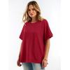 imageANRABESS Women Oversized Waffle Knit TShirts Summer Casual Short Sleeve Tunic Tops Side Spilt Tee Shirts 2026 Trendy ClothesRed