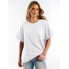 imageANRABESS Women Oversized Waffle Knit TShirts Summer Casual Short Sleeve Tunic Tops Side Spilt Tee Shirts 2026 Trendy ClothesWhite