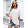 imageANRABESS Women Oversized Waffle Knit TShirts Summer Casual Short Sleeve Tunic Tops Side Spilt Tee Shirts 2026 Trendy ClothesWhite