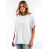 imageANRABESS Women Oversized Waffle Knit TShirts Summer Casual Short Sleeve Tunic Tops Side Spilt Tee Shirts 2026 Trendy ClothesWhite