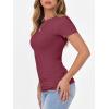 imageANRABESS Women Short Sleeve Crewneck Ribbed Knit Slim Fitted Shirts Summer Tops Basic Tee Casual 2026 Spring Outfits ClothesBurgundy