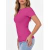 imageANRABESS Women Short Sleeve Crewneck Ribbed Knit Slim Fitted Shirts Summer Tops Basic Tee Casual 2026 Spring Outfits ClothesHot Pink
