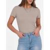 imageANRABESS Women Short Sleeve Crewneck Ribbed Knit Slim Fitted Shirts Summer Tops Basic Tee Casual 2026 Spring Outfits ClothesLight Khaki