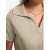 imageANRABESS Women Short Sleeve Sweater Wool Blend Polo V Neck Shirts Summer Dressy Top Business Casual Spring Vacation ClothesAlmond