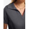 imageANRABESS Women Short Sleeve Sweater Wool Blend Polo V Neck Shirts Summer Dressy Top Business Casual Spring Vacation ClothesDark Gray