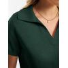 imageANRABESS Women Short Sleeve Sweater Wool Blend Polo V Neck Shirts Summer Dressy Top Business Casual Spring Vacation ClothesDark Green