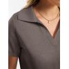 imageANRABESS Women Short Sleeve Sweater Wool Blend Polo V Neck Shirts Summer Dressy Top Business Casual Spring Vacation ClothesDrak Taupe