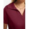 imageANRABESS Women Short Sleeve Sweater Wool Blend Polo V Neck Shirts Summer Dressy Top Business Casual Spring Vacation ClothesWine Red