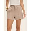 imageANRABESS Women Shorts 2026 Summer Casual High Waist Drawstring Elevated Seams Loose Soft Sweat Lounge Shorts with PocketsAlmond