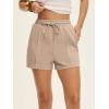 imageANRABESS Women Shorts 2026 Summer Casual High Waist Drawstring Elevated Seams Loose Soft Sweat Lounge Shorts with PocketsAlmond