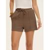 imageANRABESS Women Shorts 2026 Summer Casual High Waist Drawstring Elevated Seams Loose Soft Sweat Lounge Shorts with PocketsCoffee