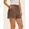 imageANRABESS Women Shorts 2026 Summer Casual High Waist Drawstring Elevated Seams Loose Soft Sweat Lounge Shorts with PocketsCoffee