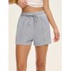 imageANRABESS Women Shorts 2026 Summer Casual High Waist Drawstring Elevated Seams Loose Soft Sweat Lounge Shorts with PocketsLight Gray