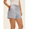 imageANRABESS Women Shorts 2026 Summer Casual High Waist Drawstring Elevated Seams Loose Soft Sweat Lounge Shorts with PocketsLight Gray