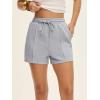 imageANRABESS Women Shorts 2026 Summer Casual High Waist Drawstring Elevated Seams Loose Soft Sweat Lounge Shorts with PocketsLight Gray