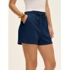 imageANRABESS Women Shorts 2026 Summer Casual High Waist Drawstring Elevated Seams Loose Soft Sweat Lounge Shorts with PocketsNavy Blue