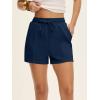 imageANRABESS Women Shorts 2026 Summer Casual High Waist Drawstring Elevated Seams Loose Soft Sweat Lounge Shorts with PocketsNavy Blue