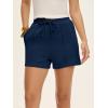 imageANRABESS Women Shorts 2026 Summer Casual High Waist Drawstring Elevated Seams Loose Soft Sweat Lounge Shorts with PocketsNavy Blue