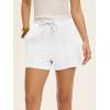 imageANRABESS Women Shorts 2026 Summer Casual High Waist Drawstring Elevated Seams Loose Soft Sweat Lounge Shorts with PocketsWhite