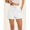 imageANRABESS Women Shorts 2026 Summer Casual High Waist Drawstring Elevated Seams Loose Soft Sweat Lounge Shorts with PocketsWhite