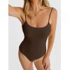 imageANRABESS Women Square Neck Spaghetti Straps Bodysuits Double Lined Sleeveless Backless Cami Body Suits Top 2026 TrendyBrown