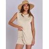 imageANRABESS Women Summer 2 Piece Outfits Sleeveless Knit Sweater Top amp Shorts Soft Lounge Sets Travel Beach 2026 Spring ClothesBeige