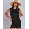 imageANRABESS Women Summer 2 Piece Outfits Sleeveless Knit Sweater Top amp Shorts Soft Lounge Sets Travel Beach 2026 Spring ClothesBlack