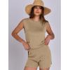 imageANRABESS Women Summer 2 Piece Outfits Sleeveless Knit Sweater Top amp Shorts Soft Lounge Sets Travel Beach 2026 Spring ClothesLight Khaki