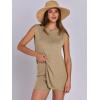 imageANRABESS Women Summer 2 Piece Outfits Sleeveless Knit Sweater Top amp Shorts Soft Lounge Sets Travel Beach 2026 Spring ClothesLight Khaki