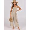 imageANRABESS Women Summer Casual Dressy Sleeveless Smocked Wide Leg Linen Jumpsuits Rompers 2026 Trendy Travel Outfit PocketApricot