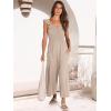 imageANRABESS Women Summer Casual Dressy Sleeveless Smocked Wide Leg Linen Jumpsuits Rompers 2026 Trendy Travel Outfit PocketApricot
