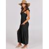 imageANRABESS Women Summer Casual Dressy Sleeveless Smocked Wide Leg Linen Jumpsuits Rompers 2026 Trendy Travel Outfit PocketBlack