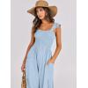 imageANRABESS Women Summer Casual Dressy Sleeveless Smocked Wide Leg Linen Jumpsuits Rompers 2026 Trendy Travel Outfit PocketBlue