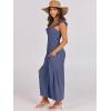 imageANRABESS Women Summer Casual Dressy Sleeveless Smocked Wide Leg Linen Jumpsuits Rompers 2026 Trendy Travel Outfit PocketDeep Blue