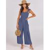 imageANRABESS Women Summer Casual Dressy Sleeveless Smocked Wide Leg Linen Jumpsuits Rompers 2026 Trendy Travel Outfit PocketDeep Blue