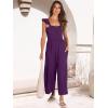 imageANRABESS Women Summer Casual Dressy Sleeveless Smocked Wide Leg Linen Jumpsuits Rompers 2026 Trendy Travel Outfit PocketPurple