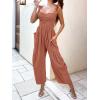 imageANRABESS Women Summer Casual Dressy Sleeveless Smocked Wide Leg Linen Jumpsuits Rompers 2026 Trendy Travel Outfit PocketRust