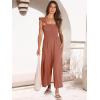 imageANRABESS Women Summer Casual Dressy Sleeveless Smocked Wide Leg Linen Jumpsuits Rompers 2026 Trendy Travel Outfit PocketRust