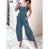 imageANRABESS Women Summer Casual Dressy Sleeveless Smocked Wide Leg Linen Jumpsuits Rompers 2026 Trendy Travel Outfit PocketTeal