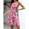 imageANRABESS Women Summer Dress Built in Bra 2026 Casual Sleeveless Beach Sundress Flowy Tank Mini Short Dresses with PocketsPink White Leaf