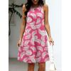 imageANRABESS Women Summer Dress Built in Bra 2026 Casual Sleeveless Beach Sundress Flowy Tank Mini Short Dresses with PocketsPink White Leaf
