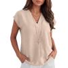imageANRABESS Women Tops Cap Sleeve Dressy Casual V Neck Shirts 2026 Summer Business Work Blouses Outfits Trendy Spring ClothingApricot