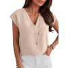 imageANRABESS Women Tops Cap Sleeve Dressy Casual V Neck Shirts 2026 Summer Business Work Blouses Outfits Trendy Spring ClothingApricot