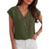 imageANRABESS Women Tops Cap Sleeve Dressy Casual V Neck Shirts 2026 Summer Business Work Blouses Outfits Trendy Spring ClothingArmy Green