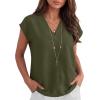 imageANRABESS Women Tops Cap Sleeve Dressy Casual V Neck Shirts 2026 Summer Business Work Blouses Outfits Trendy Spring ClothingArmy Green