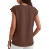imageANRABESS Women Tops Cap Sleeve Dressy Casual V Neck Shirts 2026 Summer Business Work Blouses Outfits Trendy Spring ClothingBrown