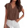 imageANRABESS Women Tops Cap Sleeve Dressy Casual V Neck Shirts 2026 Summer Business Work Blouses Outfits Trendy Spring ClothingBrown
