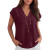imageANRABESS Women Tops Cap Sleeve Dressy Casual V Neck Shirts 2026 Summer Business Work Blouses Outfits Trendy Spring ClothingBurgundy