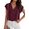 imageANRABESS Women Tops Cap Sleeve Dressy Casual V Neck Shirts 2026 Summer Business Work Blouses Outfits Trendy Spring ClothingBurgundy