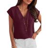 imageANRABESS Women Tops Cap Sleeve Dressy Casual V Neck Shirts 2026 Summer Business Work Blouses Outfits Trendy Spring ClothingBurgundy